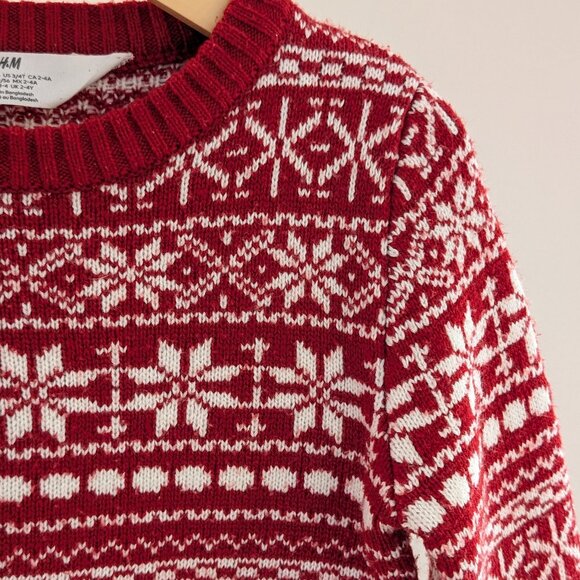 2/$20 💚 H&M Fair Isle Holiday Sweater | 3-4Y - Picture 3 of 7